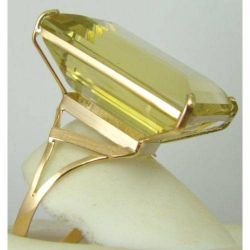 anel de ouro 18k com quartzo amarelo natural retangular