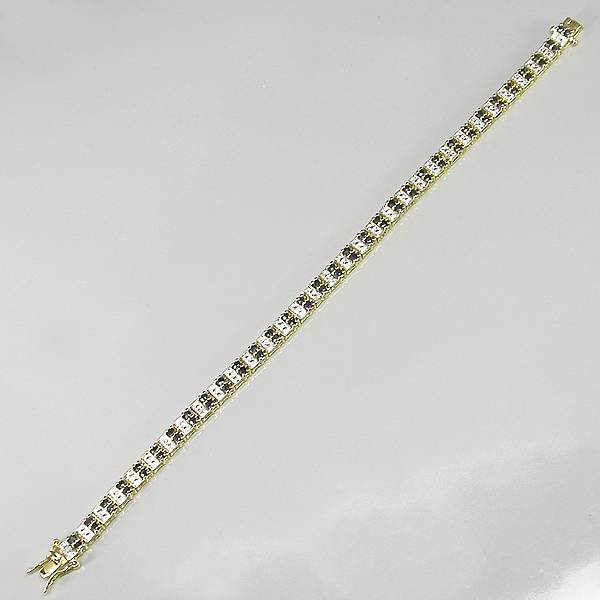 Bracelete de Ouro Amarelo e Branco 14 k (Prata 925) com Safiras e 03 Diamantes Naturais Imagem 2