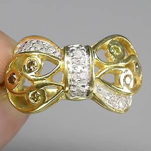 Anel de Ouro Amarelo e Branco 14 k Plated (Prata 925) 19 Diamantes Naturais