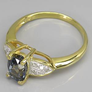 Anel de Ouro 14k Plated com Espinélio e 10 Diamantes Naturais Imagem 2